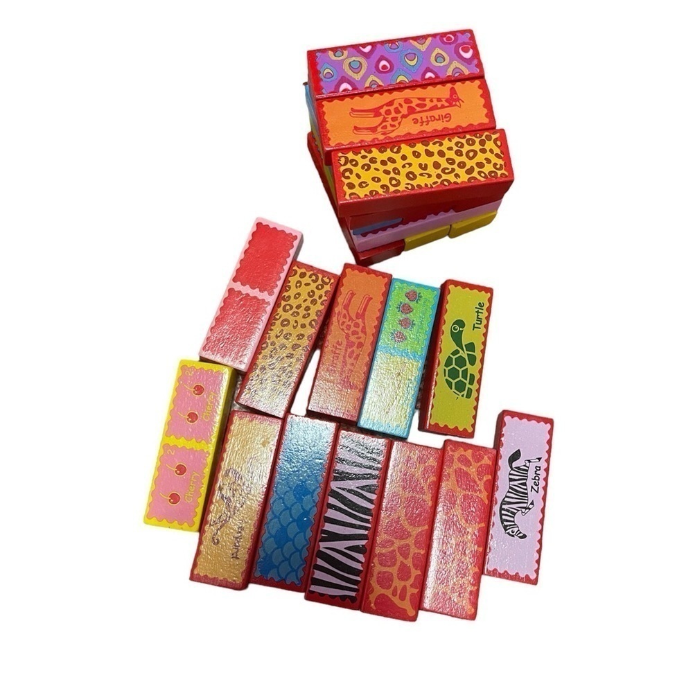 Wooden Fruit and Animal Learning Domino Toy